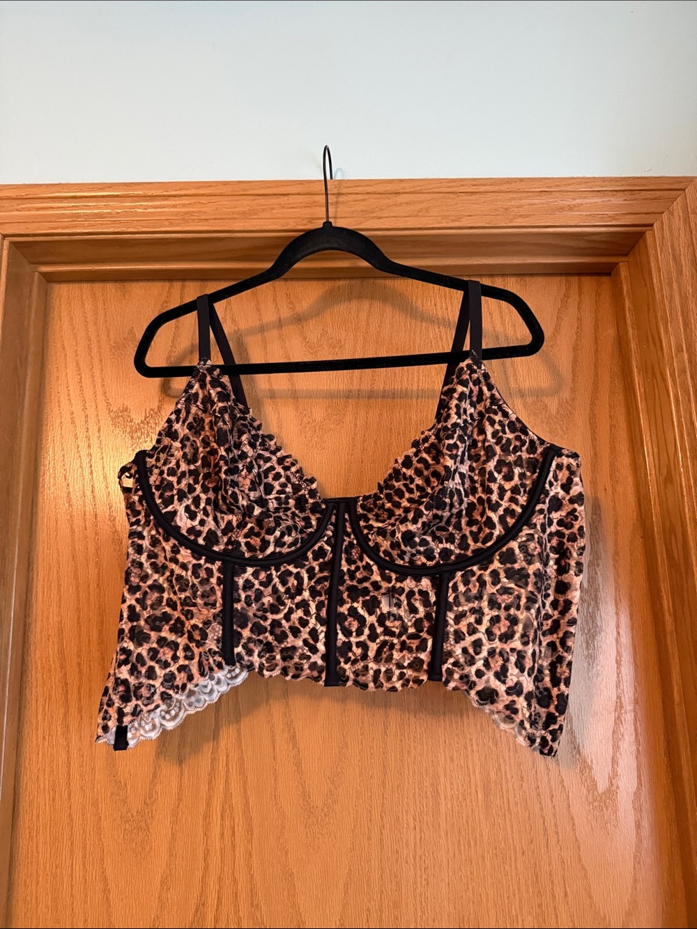 Anthropologie Leopard-Print Lace-Trim Bustier Camisole - Brown & Black